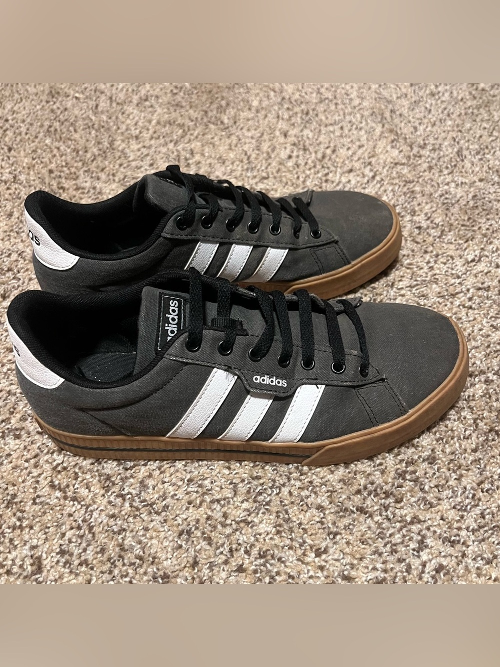 adidas Men’s Grey Sneakers with White Stripes and Gum Sole